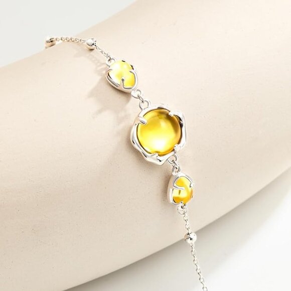 Neiman Marcus Cicy Bell Platinum Plated Moonstone Link Bracelet - Picture 3 of 4